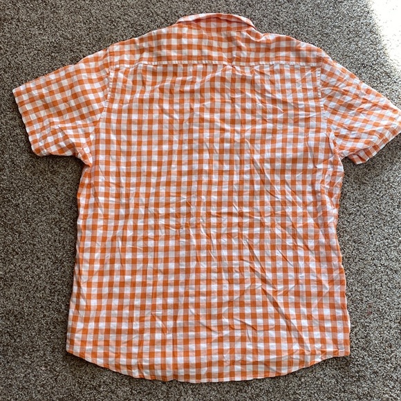 Micheal Michael Kors Orange Gingham Button Down Shirt Size XL - Picture 3 of 5